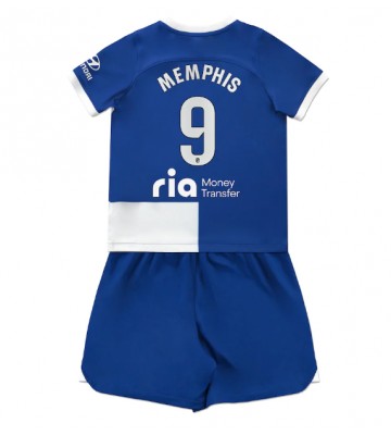 Maillot de foot Atletico Madrid Memphis Depay #9 Extérieur enfant 2023-24 Manches Courte (+ pantalon court)